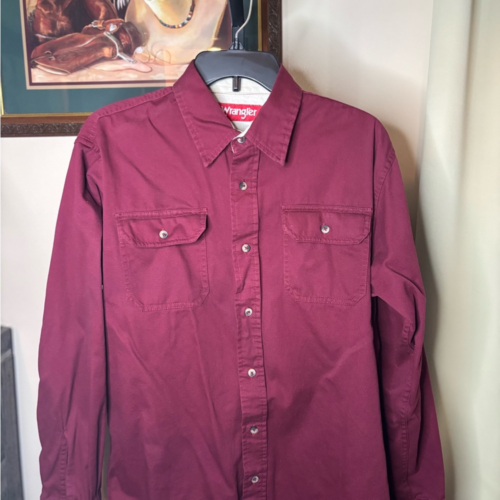 Wrangler Burgundy Button-Up Shirt